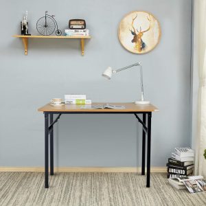 Wooden Desk With Metallic Legs