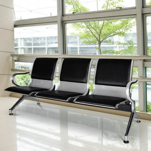 Black Leather Waiting Bench