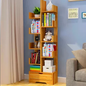 8-tier wooden bookshelf