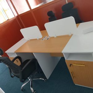 4-Person Wooden Workstation Desk with Privacy Panels & Storage