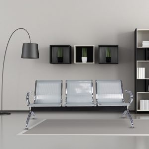 3-seater non-padded waiting bench